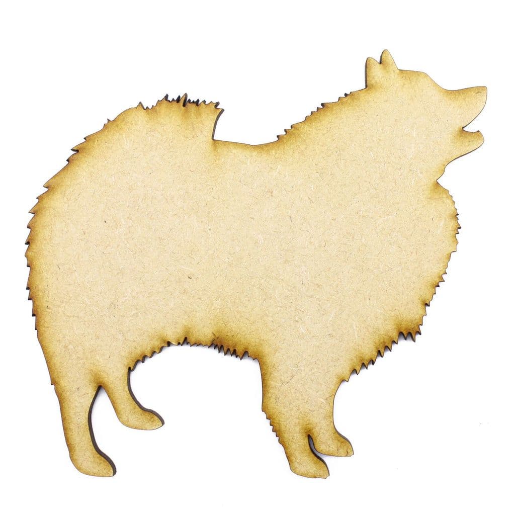 Dog Shape Laser Cut from 3mm MDF Card Topper Keeshond Craft Blank
